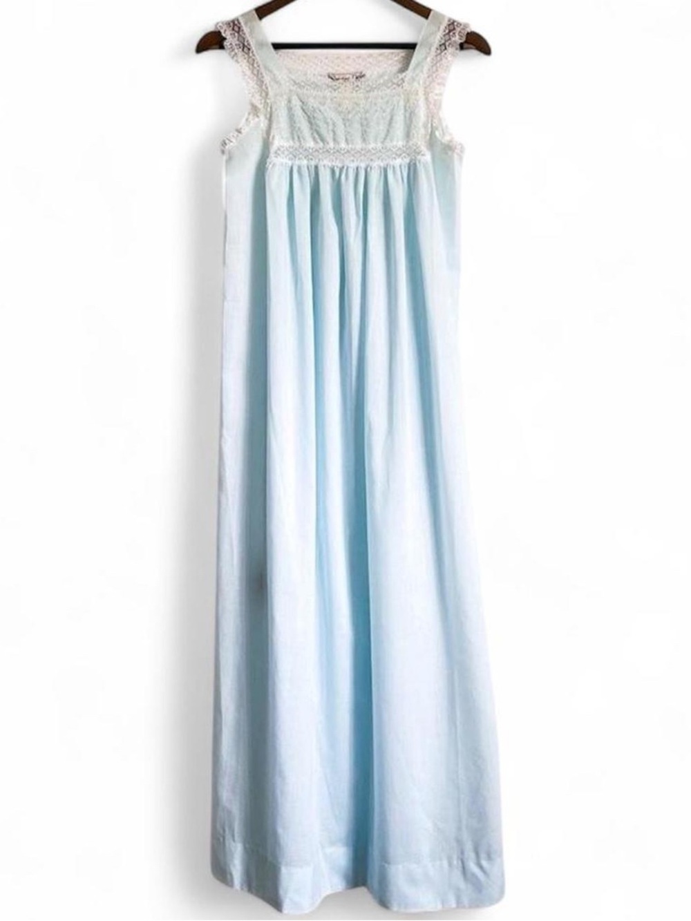 Vintage Christian Dior Blue Lace Nightgown Prairie Dress Cottagecore S/M